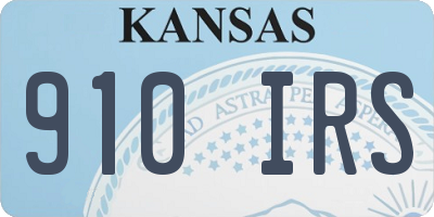 KS license plate 910IRS