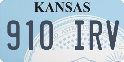KS license plate 910IRV