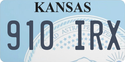 KS license plate 910IRX