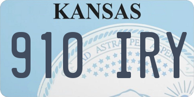 KS license plate 910IRY