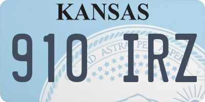 KS license plate 910IRZ