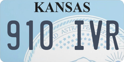 KS license plate 910IVR
