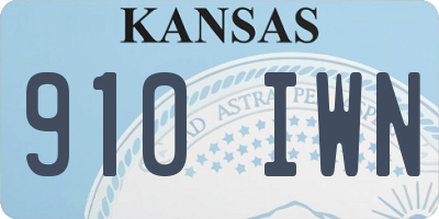 KS license plate 910IWN