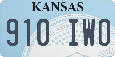 KS license plate 910IWO