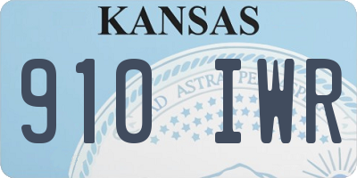 KS license plate 910IWR