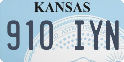 KS license plate 910IYN