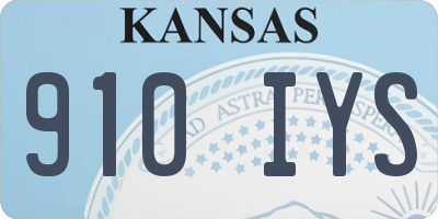 KS license plate 910IYS