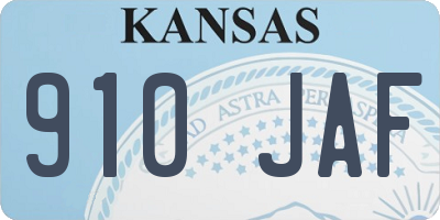 KS license plate 910JAF