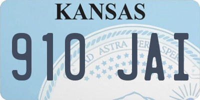 KS license plate 910JAI