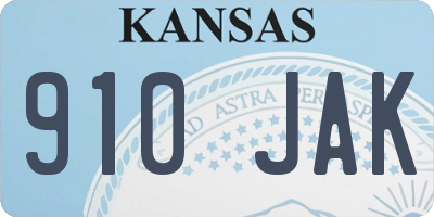 KS license plate 910JAK