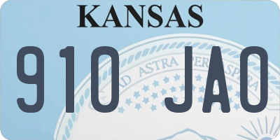 KS license plate 910JAO