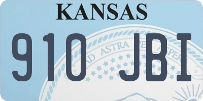 KS license plate 910JBI