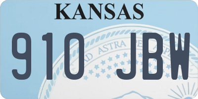 KS license plate 910JBW