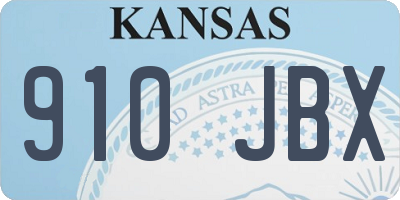 KS license plate 910JBX