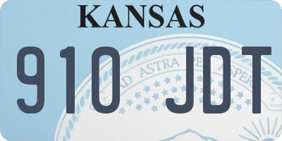 KS license plate 910JDT