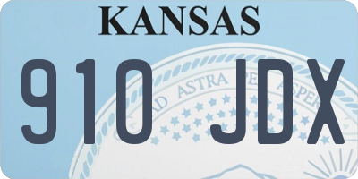 KS license plate 910JDX