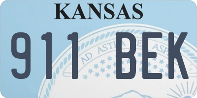 KS license plate 911BEK