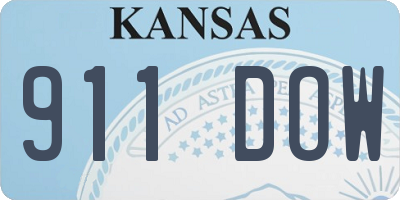 KS license plate 911DOW