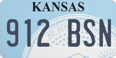 KS license plate 912BSN