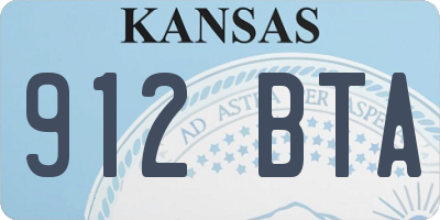 KS license plate 912BTA