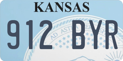KS license plate 912BYR