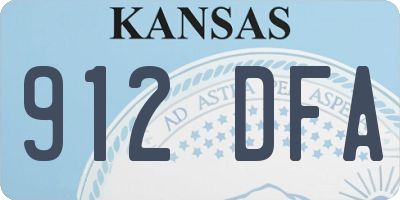 KS license plate 912DFA