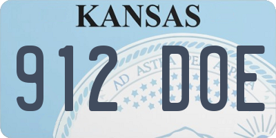 KS license plate 912DOE