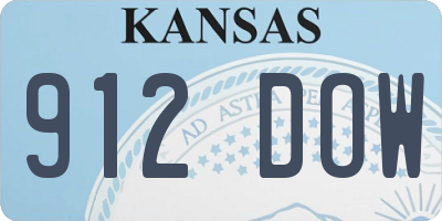 KS license plate 912DOW