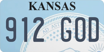 KS license plate 912GOD