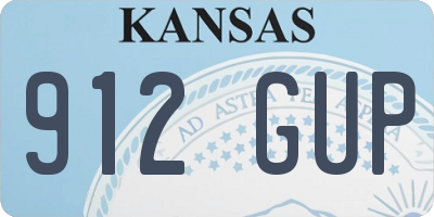 KS license plate 912GUP