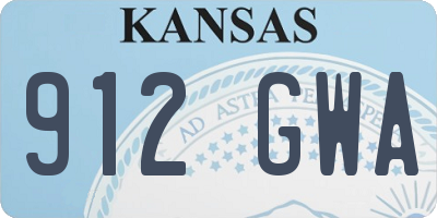 KS license plate 912GWA