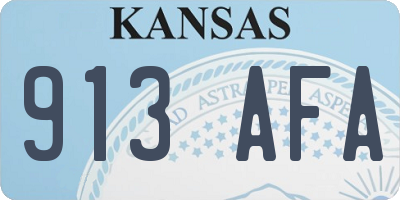 KS license plate 913AFA