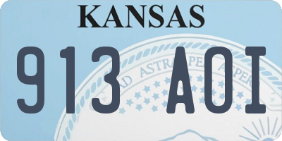 KS license plate 913AOI