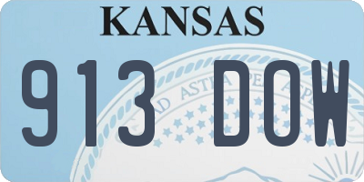 KS license plate 913DOW