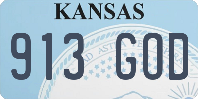 KS license plate 913GOD