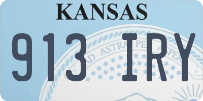 KS license plate 913IRY