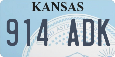 KS license plate 914ADK