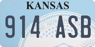 KS license plate 914ASB