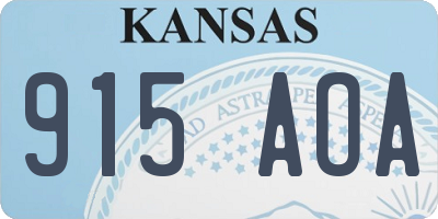 KS license plate 915AOA