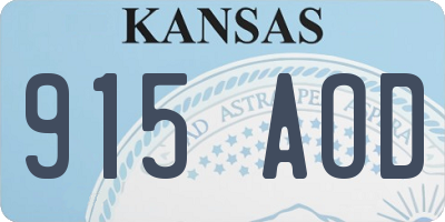 KS license plate 915AOD