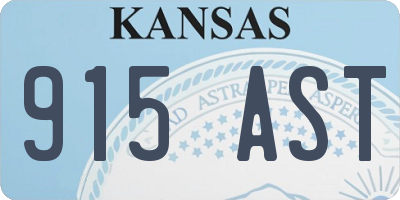 KS license plate 915AST