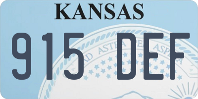 KS license plate 915DEF
