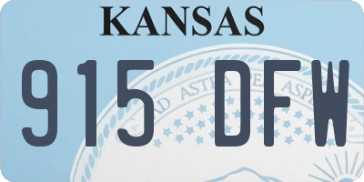 KS license plate 915DFW