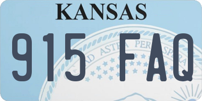 KS license plate 915FAQ