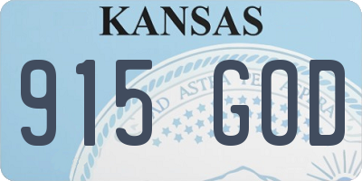 KS license plate 915GOD