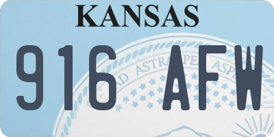 KS license plate 916AFW