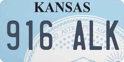 KS license plate 916ALK