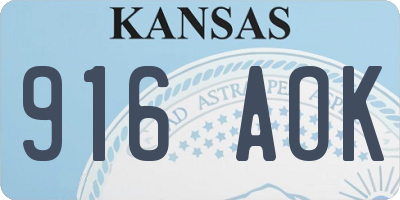 KS license plate 916AOK