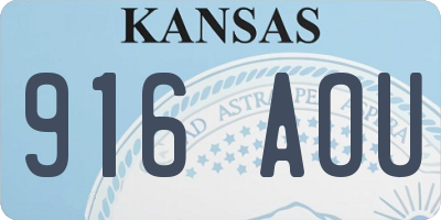KS license plate 916AOU