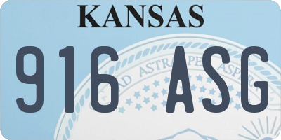 KS license plate 916ASG